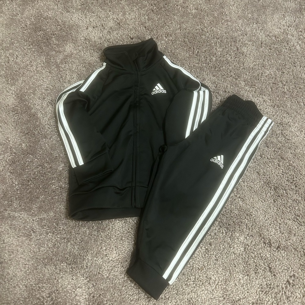 Classic Adidas Toddler Black & White Tracksuit